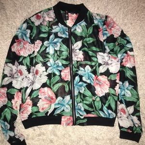 Sheer Floral Bomber